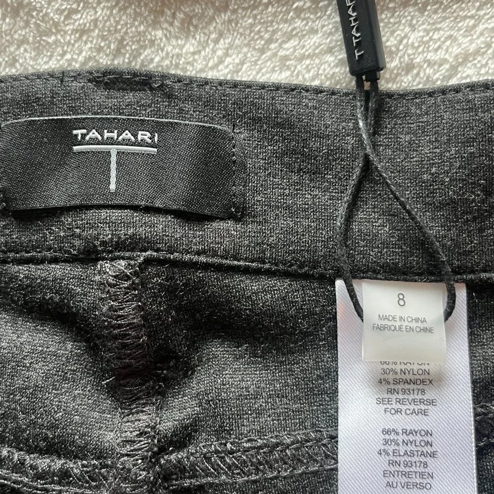 NWT Women's Tahari Charcoal grey stretch leggings Size 8 - Picture 7 of 10